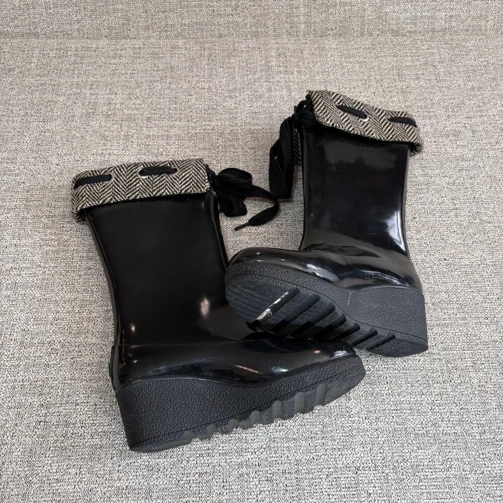 SPERRY Black Top Sider Herringbone Wedge Waterproof Rubber Boots, Size 6M - Picture 8 of 8